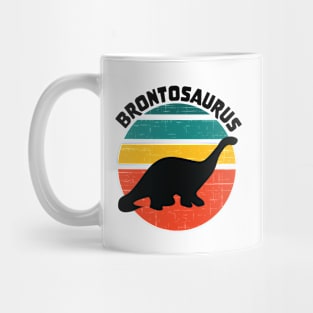 Kids Dinosaur Brontosaurus Retro Sunset Distressed Mug